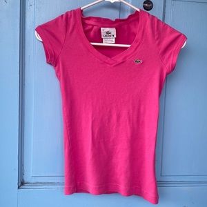 Lacoste Hot Pink Short Sleeve Tee